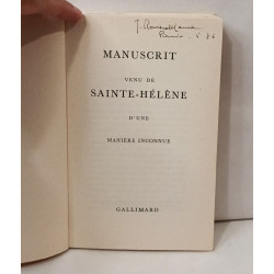 Manuscrit venu de Sainte-Hélène d'une manière inconnue