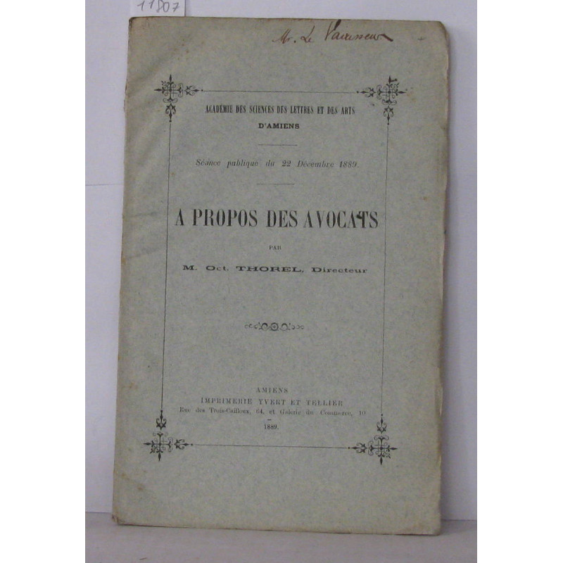 Séance publique du 22 décembre 1889 a propos des avocats