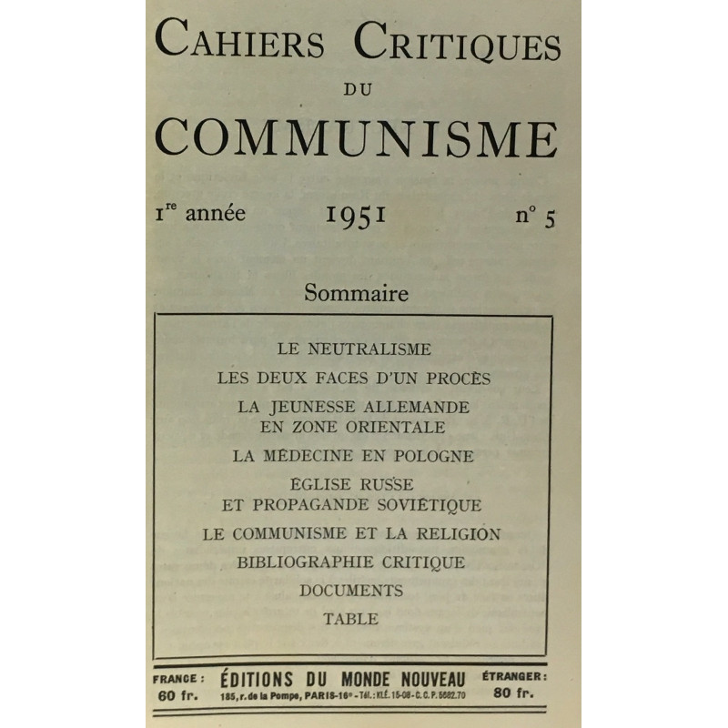 Cahiers critiques du communisme - marxisme communisme soviétisme -...
