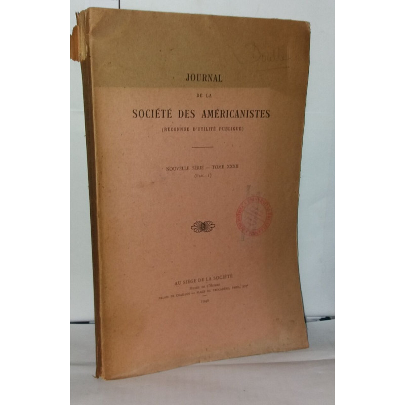Journal de la société des américanistes ( reconue d'utilité...