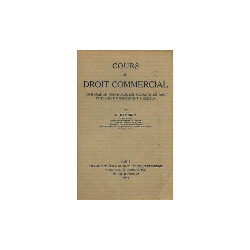 Cours de droit commercial conforme au programme des facultés de...