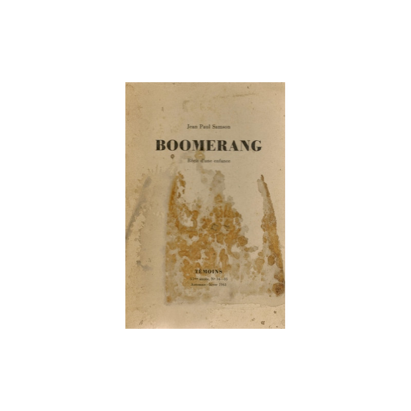 Boomerang récit d'une enfance