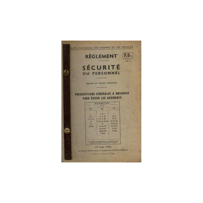 Réglement P.9 n°1 sécurité du personnel prescription générales )...