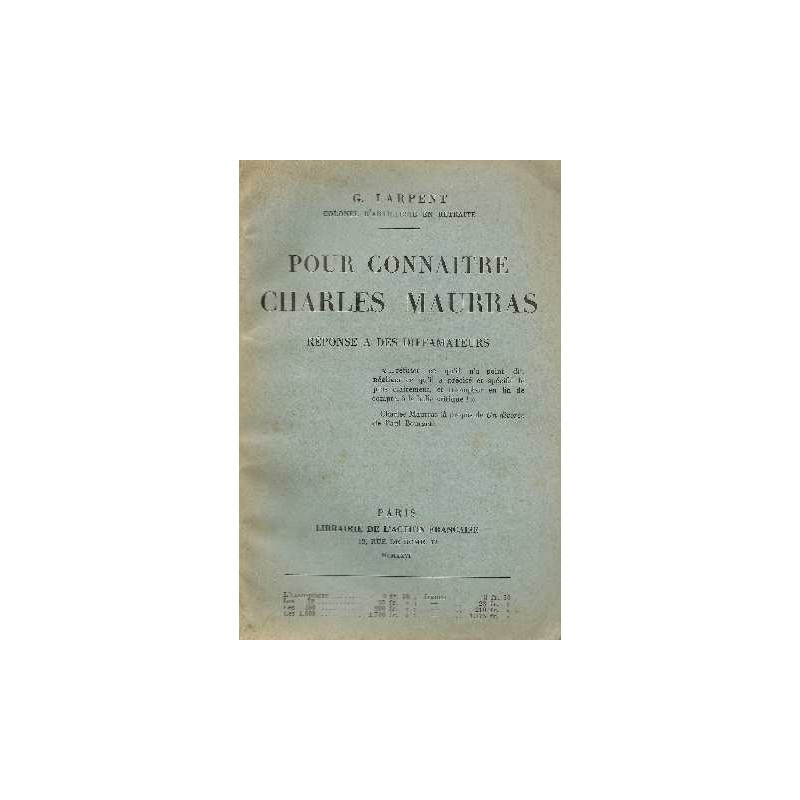 Pour connaitre charles maurras réponse à des diffamateurs