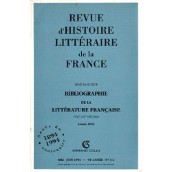 Bibliographie de la littérature française. Revue d'histoire...