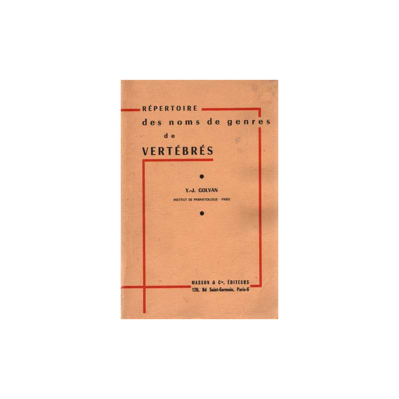 Répertoire des noms de genres de vertébrés