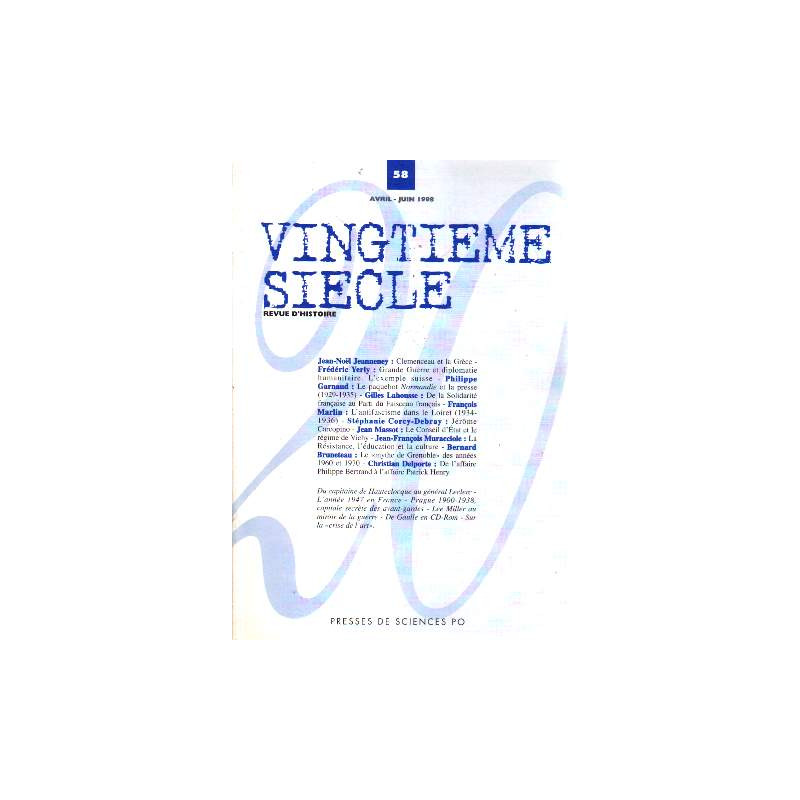 Vingtième siècle numéro 58