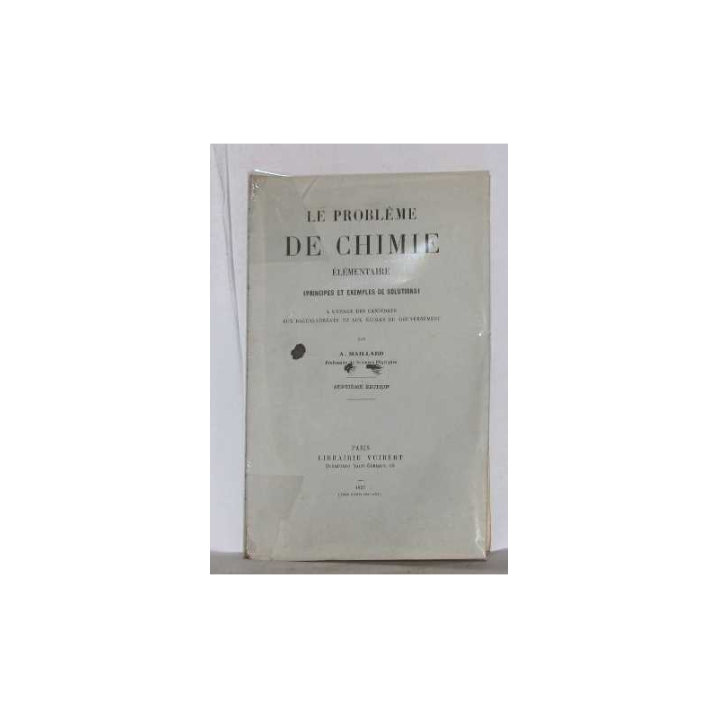 Le problème de chimie élémentaire (principes et exemples de solutions)