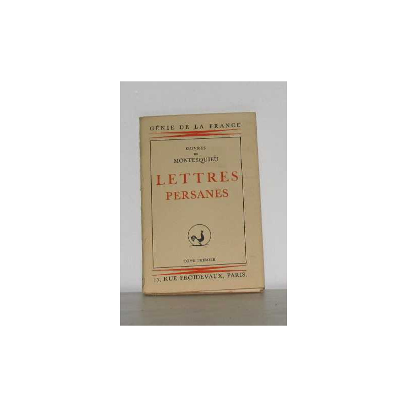 Lettres persanes tome premier