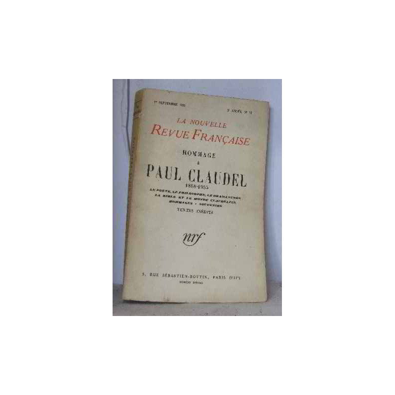 Hommage à paul claudel 1868-1955
