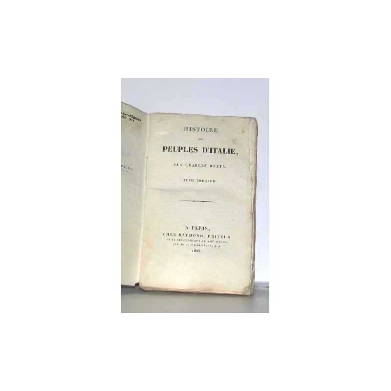 Histoire des peuples d'italie tome premier