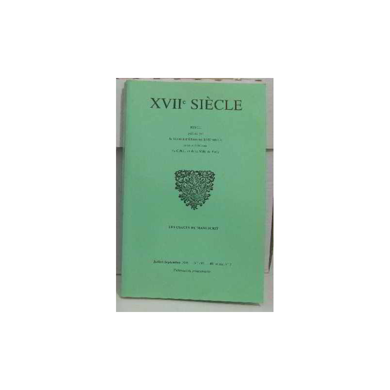 Revue du xviie siecle 3/96 n 192