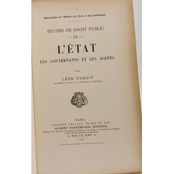 L'Etat les gouvernants et les agents --- Etudes de droit public -...