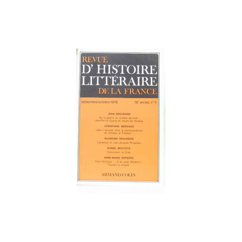Revue d'histoire littéraire de la France 76 è année septembre...