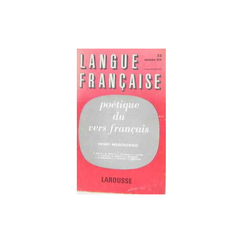 Langue française poétique du vers français septembre 1974