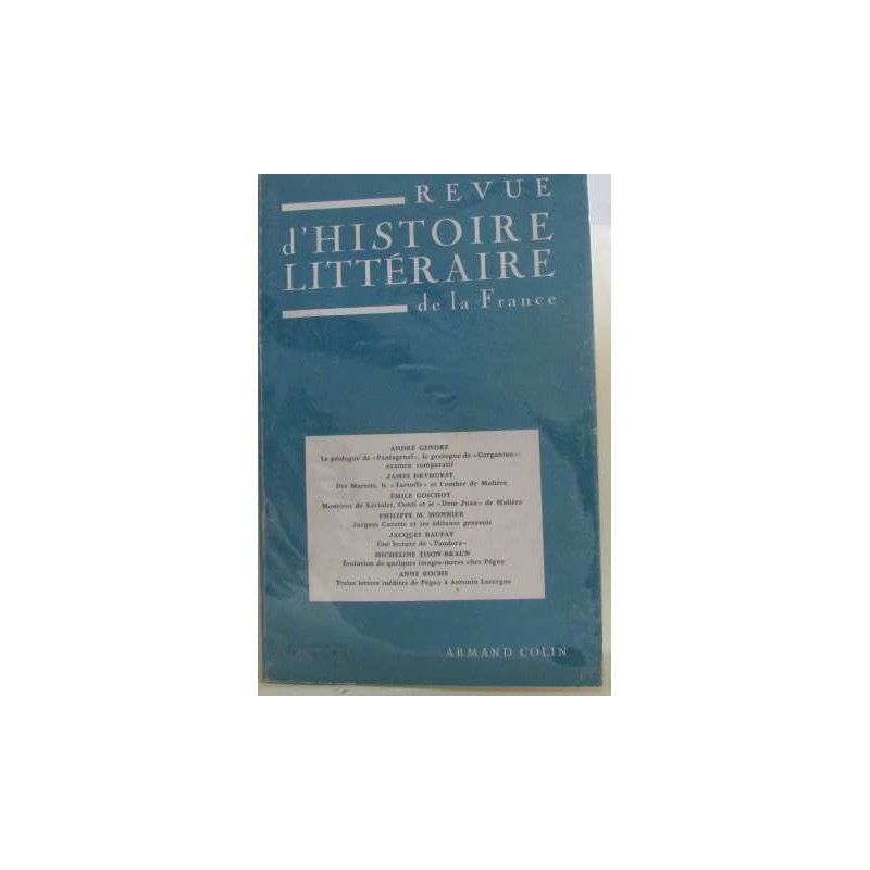 Revue d'histoire littéraire de la france n°1