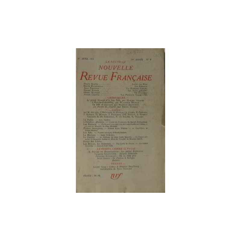 La nouvelle revue française 1ère année n°4