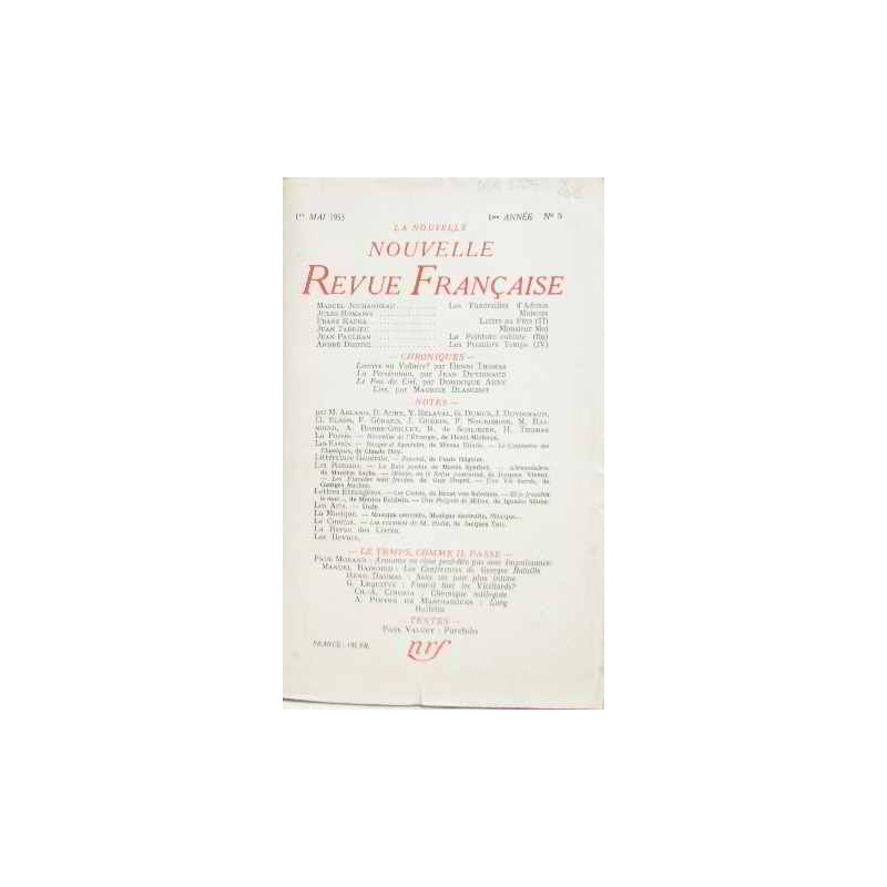 La nouvelle revue française 1ère année n°5 1er mai 1953