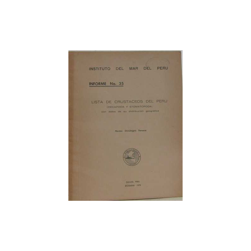 Instituto del mar del peru : informe No. 35 :lista de crustaceoas...