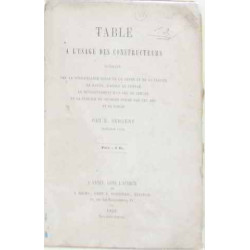 Table à l'usage des constructeurs