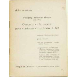 Fiche musicale wolfgang amadeus mozart 1756-1791 concerto en la...
