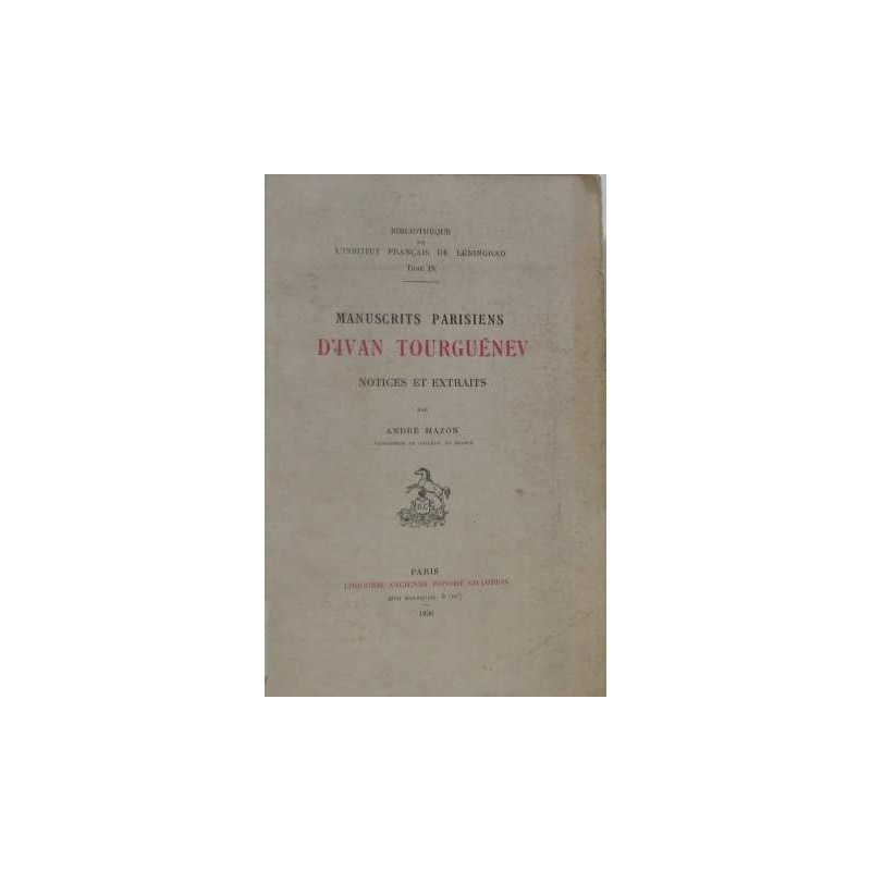 Manuscrits parisiens d'ivan tourguénev
