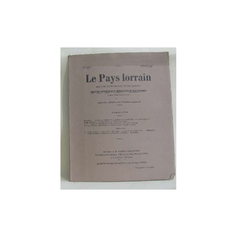 Le pays lorrrain n°10 - revue régioinale mensuelle illustrée