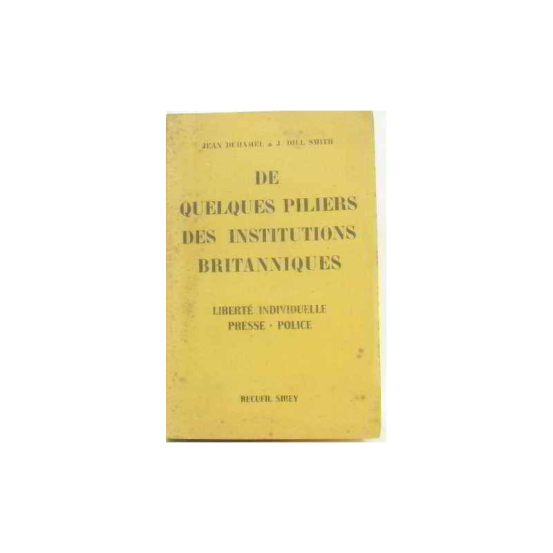 De Quelques piliers des institutions britanniques