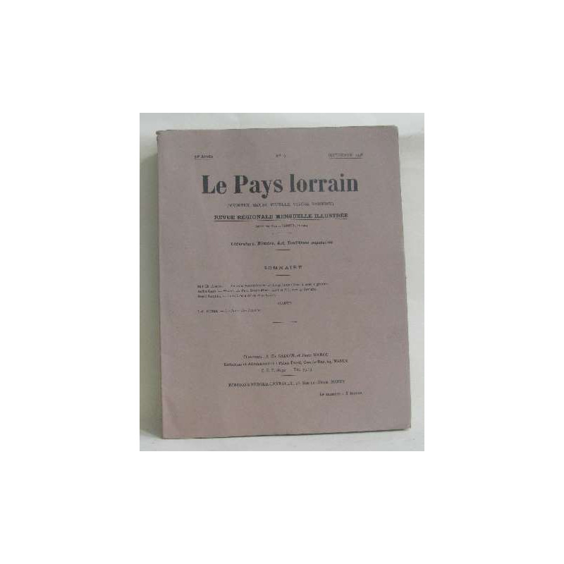 Le pays lorrrain n°9 - revue régioinale mensuelle illustrée
