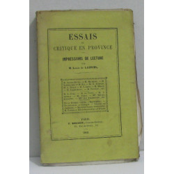 Essais de critique en province impressions de lecture