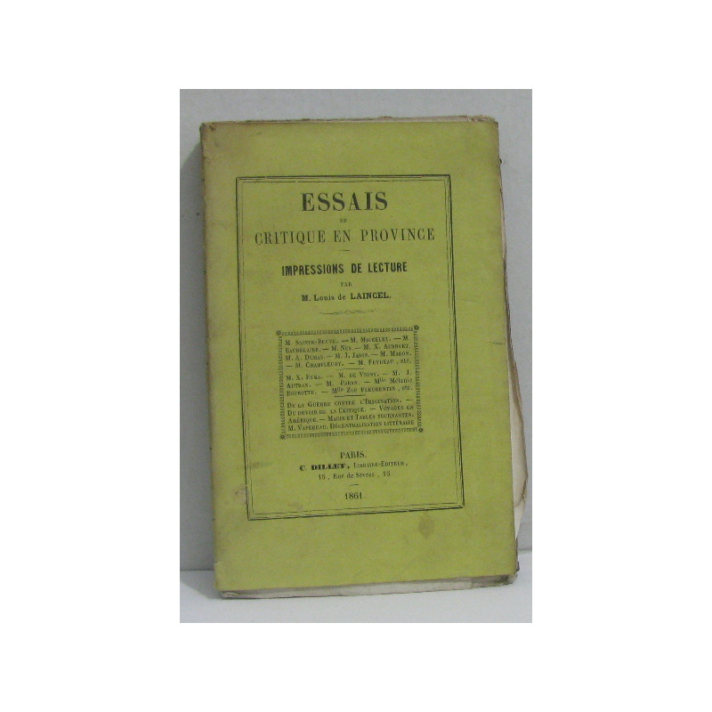 Essais de critique en province impressions de lecture