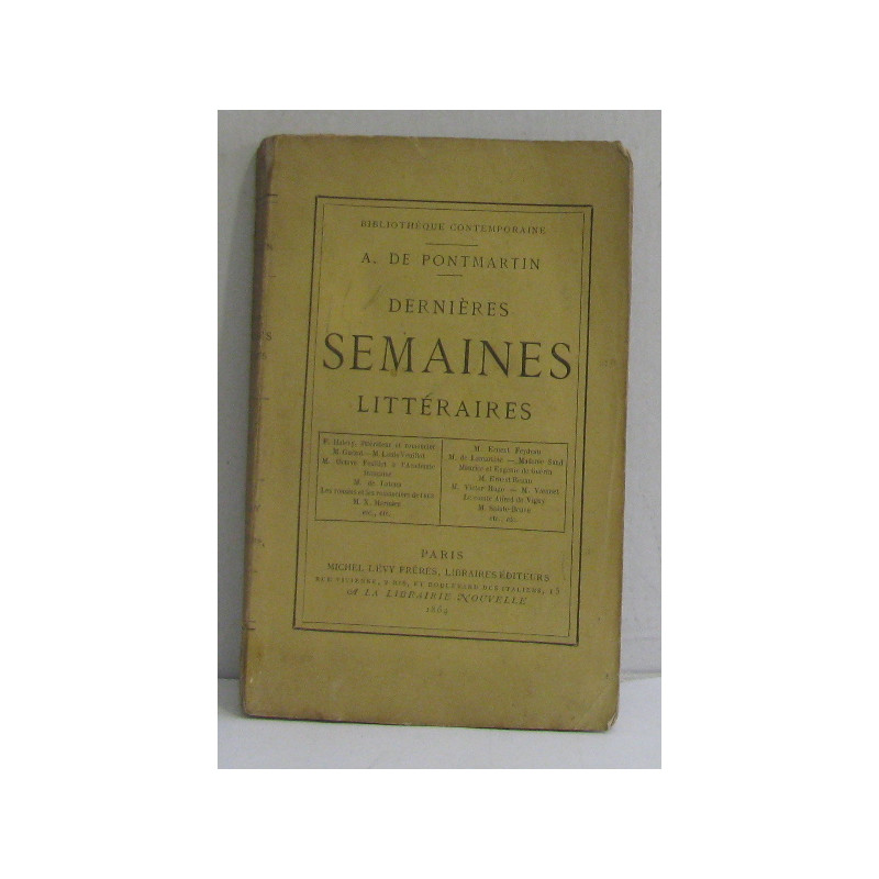 Dernières semaines littéraires