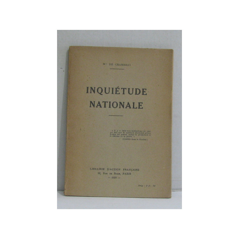 Inquiétude nationale