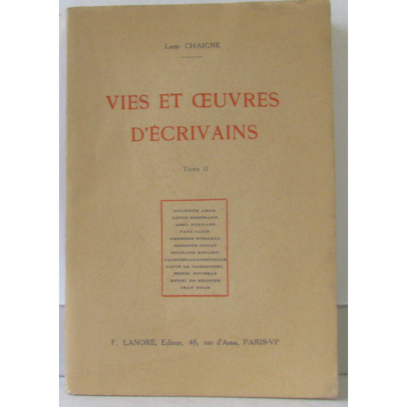 Vies et oeuvres d'écrivains tome deux