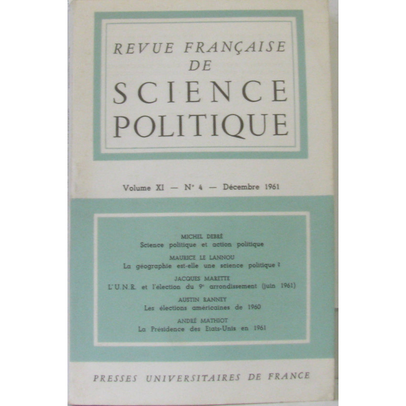 Revue française de Science Politique volume XI