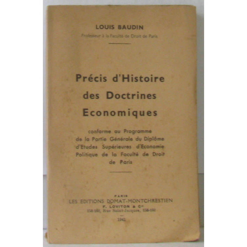 Précis d'Histoire des Doctrines Economiques