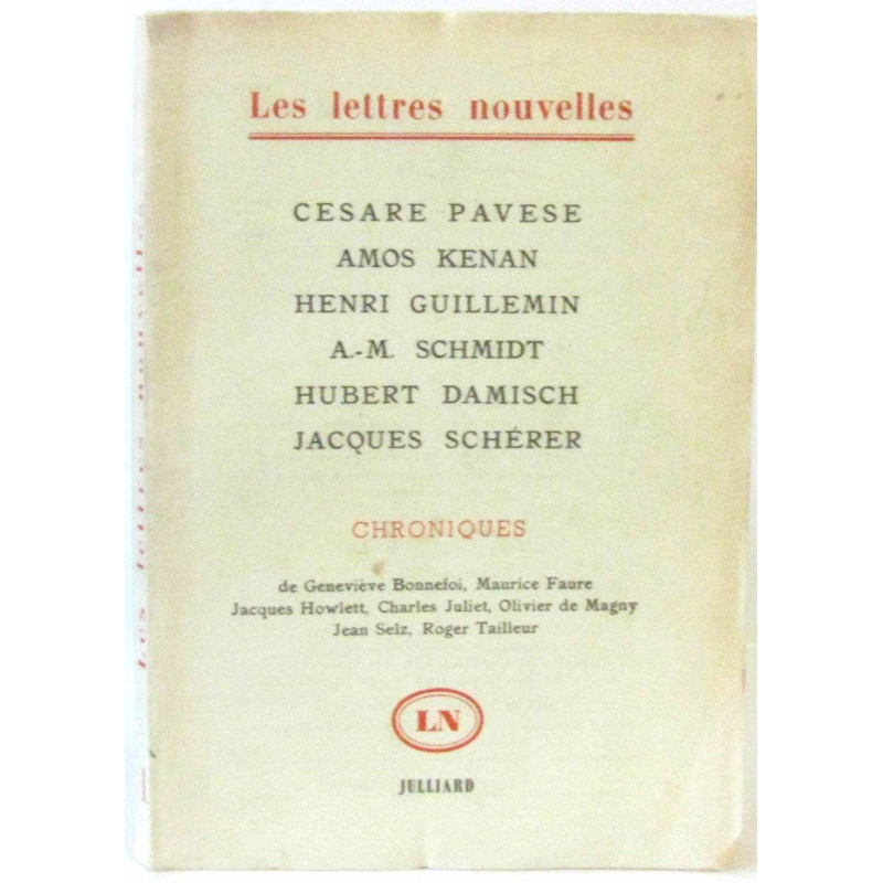 Les lettres nouvelles n°1 - Cesare Pavese Amos Kenan Henri...