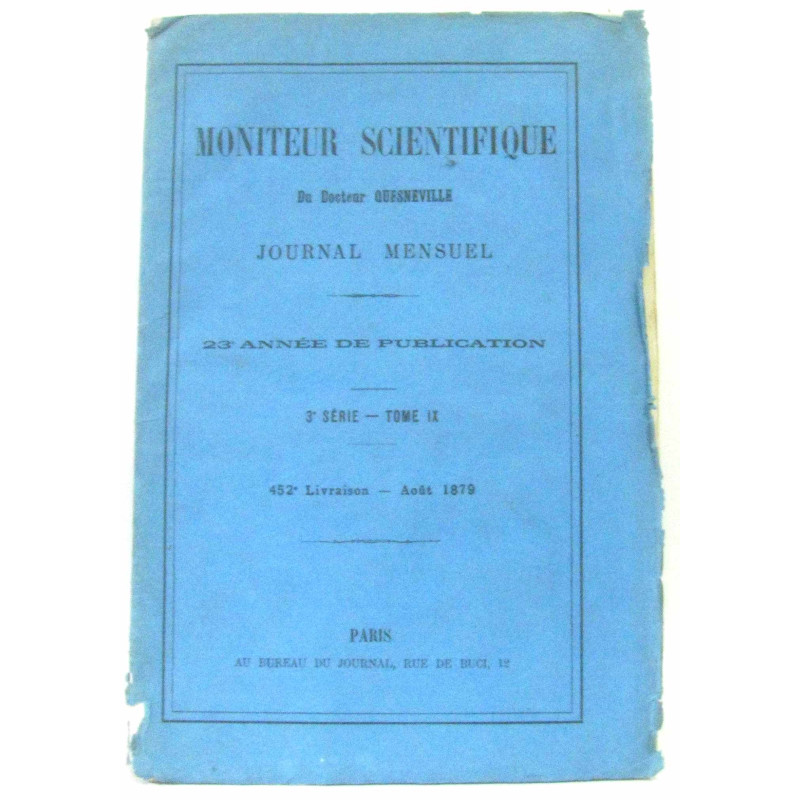 Moniteur Scientifique du Docteur Quesneville Journal Mensuel 20e...