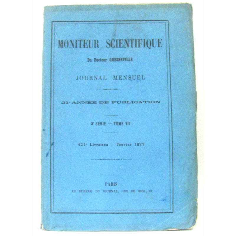 Moniteur Scientifique du Docteur Quesneville Journal Mensuel 20e...