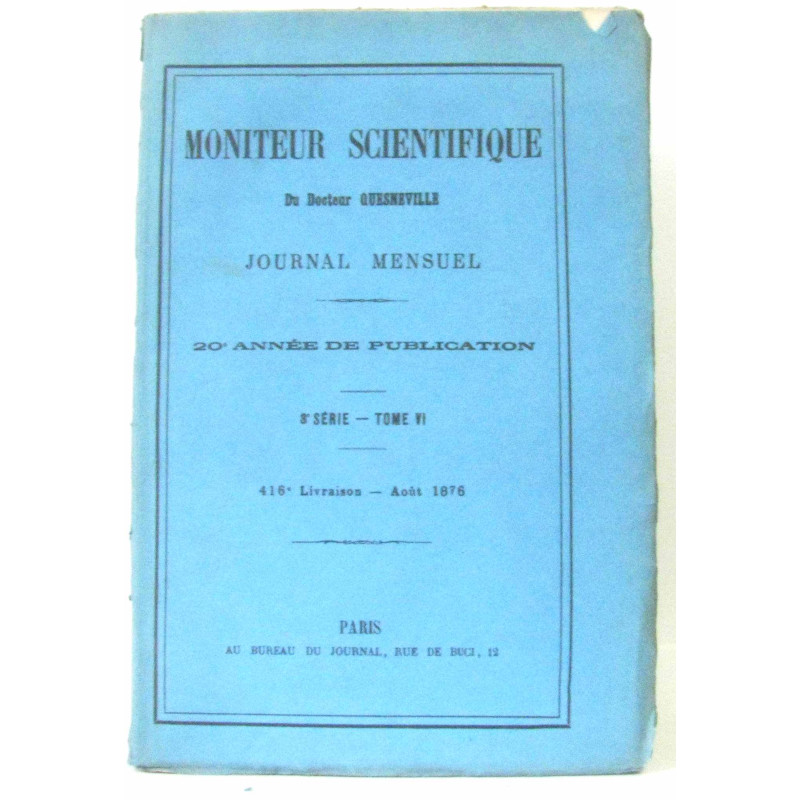 Moniteur Scientifique du Docteur Quesneville Journal Mensuel 20e...