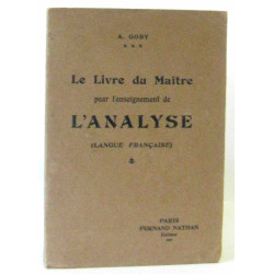 Le livre du maître pour l'enseignement de l'analyse (langue française)