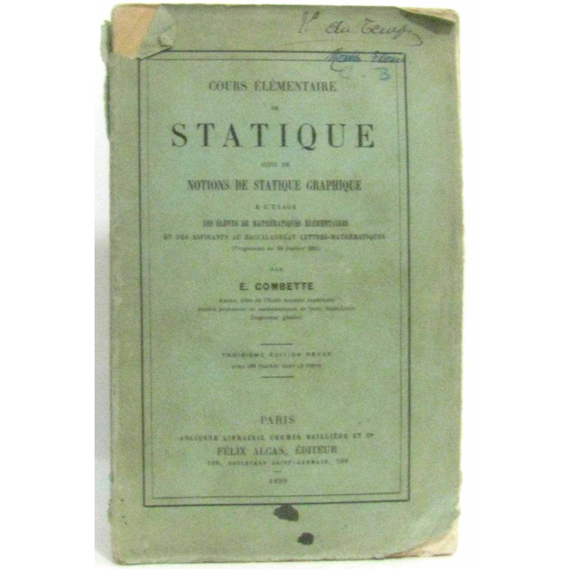 Cours élémentaire de statique suivi de notions de statique...