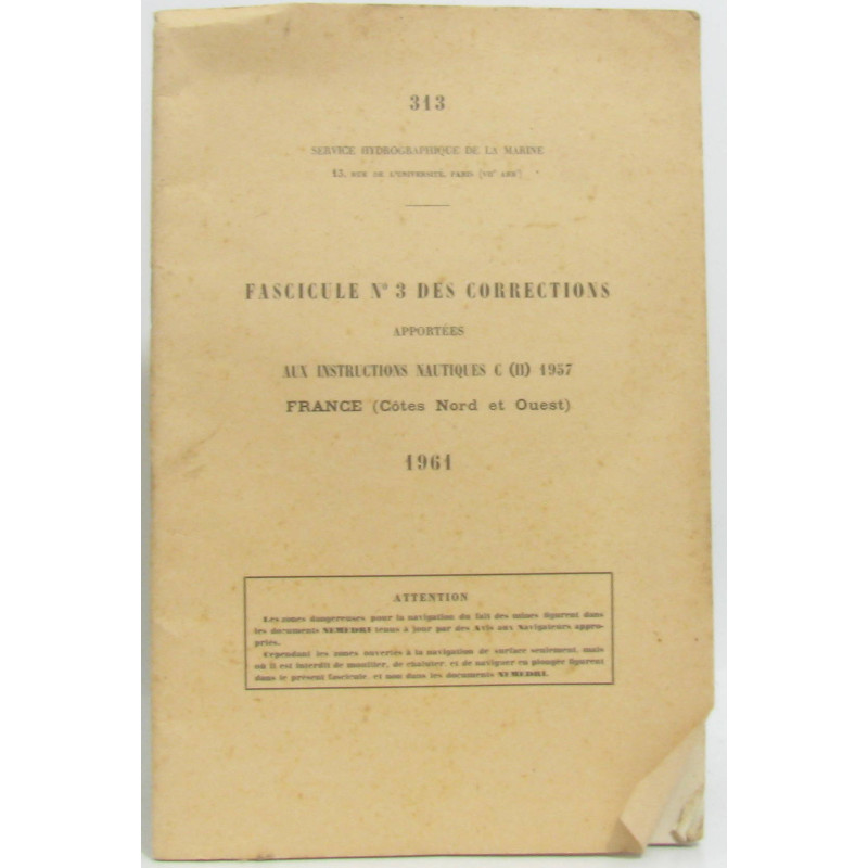 Fascicule n°3 des corrections apportées aux instructions nautiques...