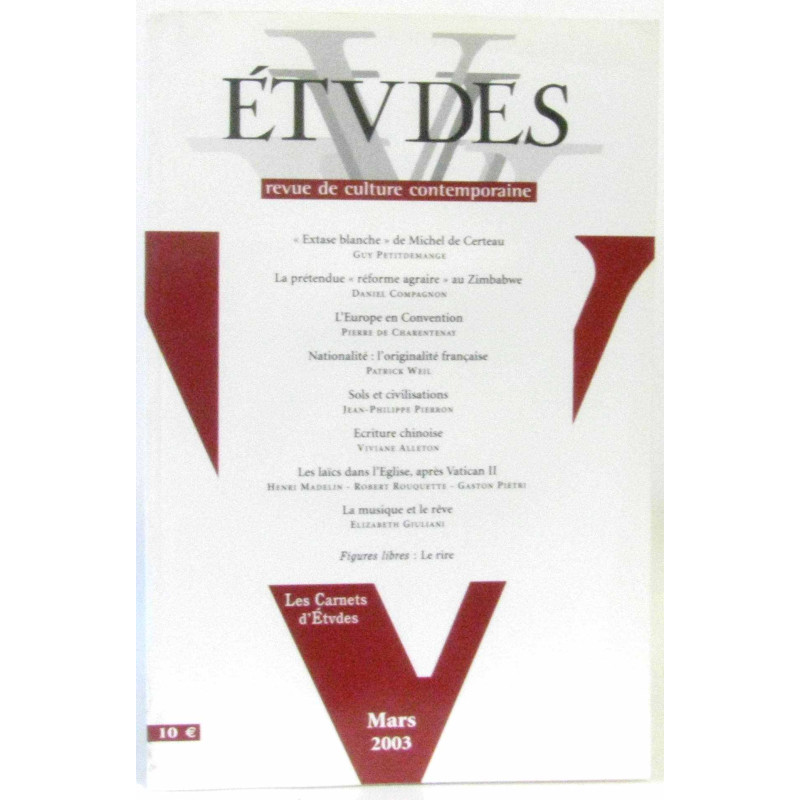 Etudes revue de culture contemporaine Mars 2003