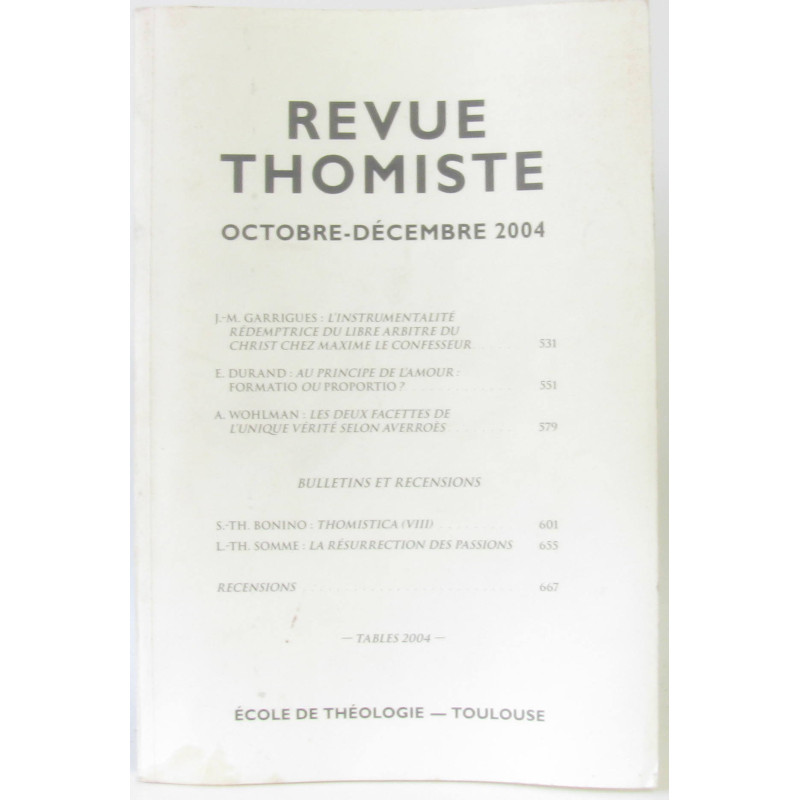 Revue thomiste octobre-décembre 2004