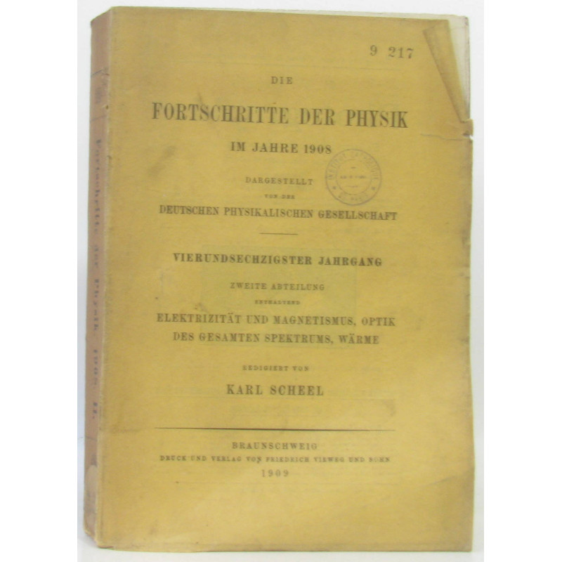Die Fortschritte der physik im jahre 1908 dargestellt von der...