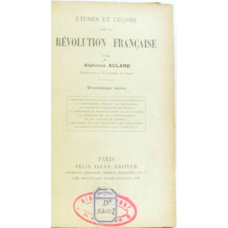Études et leçons sur la révolution française