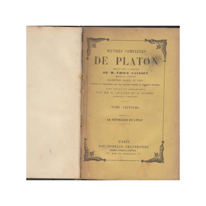 Oeuvres complètes tome septième la république ou l'état