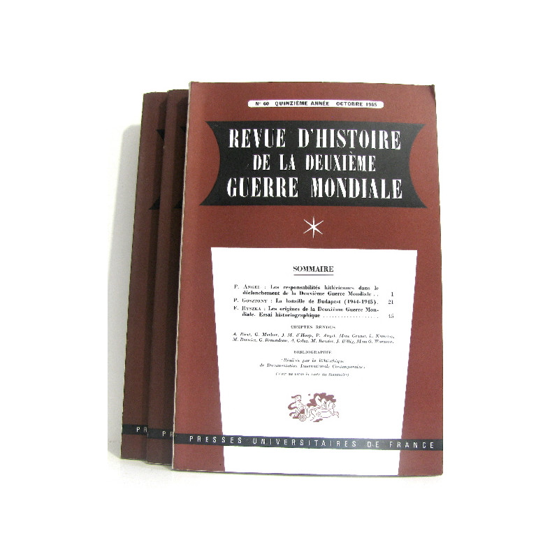 Revue d'histoire de la deuxième guerre mondiale. N°57-58-60