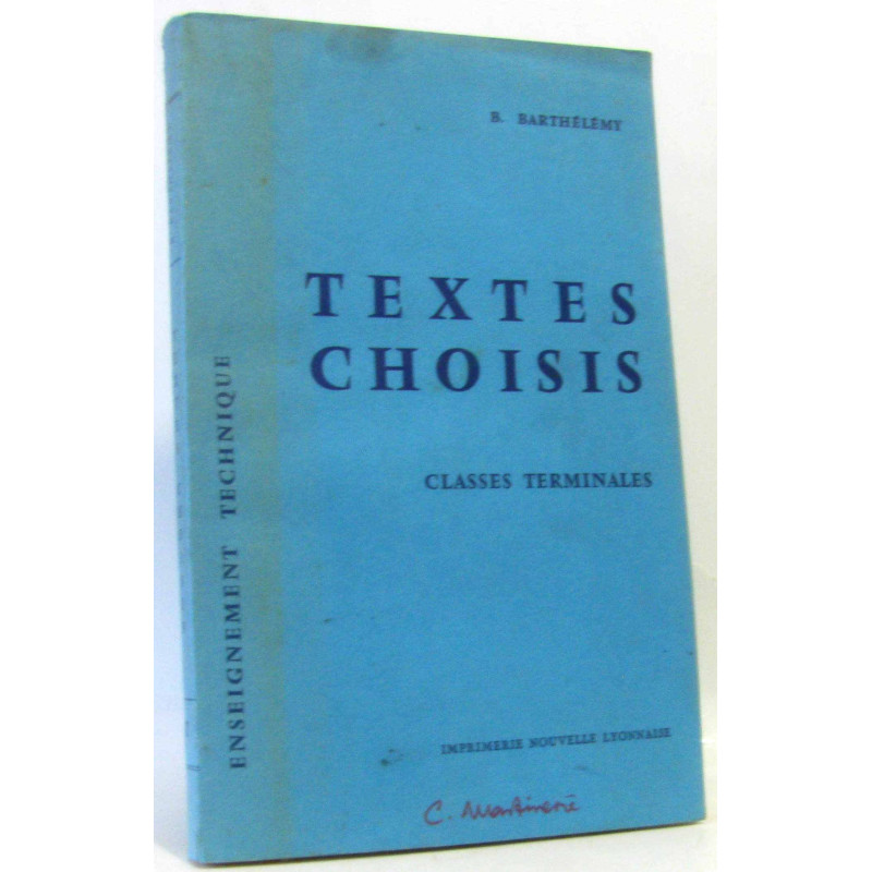 Textes choisis classes de terminales